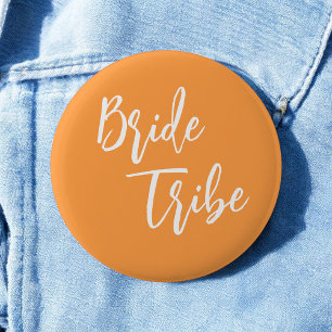 Badge Rond 5 Cm Tribu de mariée orange mariage blanc