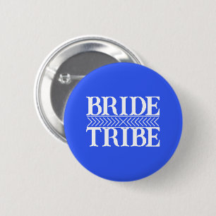 Badge Rond 5 Cm Tribu de mariée stylisée bleu royal