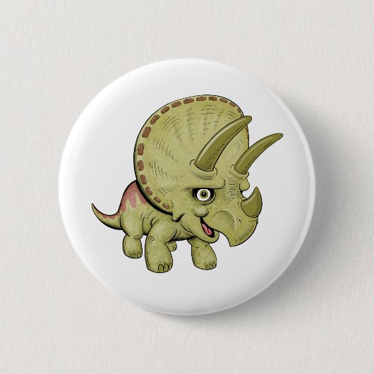 Badge Rond 5 Cm Tricératops (Devant)