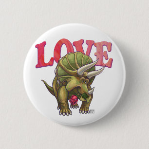 Badge Rond 5 Cm Tricératops amoureux Saint Valentin