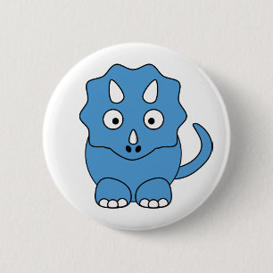 Badge Rond 5 Cm Triceratops de bande dessinée (bleu)