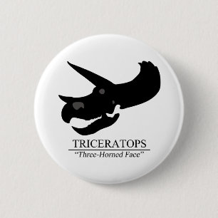 Badge Rond 5 Cm Tricératops Skull