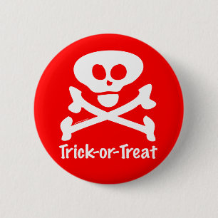 Badge Rond 5 Cm Trick or Treat Skull Crossones