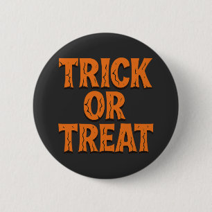 Badge Rond 5 Cm Trick Or Treat Spooky Cracked Font Halloween