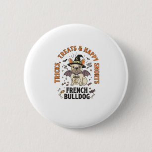 Badge Rond 5 Cm Trickster Bouledogue Français Halloween
