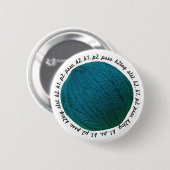 Badge Rond 5 Cm Tricot Lingo Fil Bal Artisanat Turquoise (Devant & derrière)