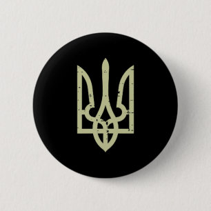 Badge Rond 5 Cm Trident de la crête de l'Ukraine Symbole ukrainien