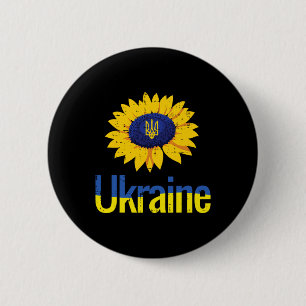 Badge Rond 5 Cm Trident de tournesol d'Ukraine Tryzub Symbole ukra
