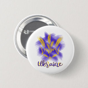 Badge Rond 5 Cm Trident ukrainien fait d'épi de blé