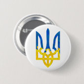 Badge Rond 5 Cm Trident ukrainien polygonal faible (Devant & derrière)