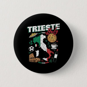 Badge Rond 5 Cm Trieste Italie Italia Drapeau Italien Carte Souven