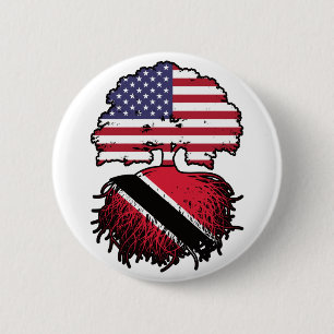 Badge Rond 5 Cm Trinité-et-Tobago Trinidadien American USA Tree