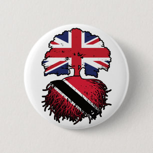 Badge Rond 5 Cm Trinité-et-Tobago Trinidadien British UK Tree