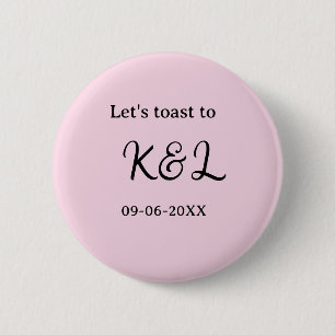 Badge Rond 5 Cm Trinquons à l'annonce de mariage lettre nom rose
