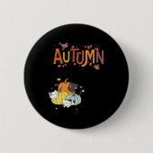 Badge Rond 5 Cm Trio Cute Citrouille Chats Bonjour Automne Automne (Devant)