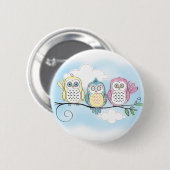 Badge Rond 5 Cm Trio de hibou (Devant & derrière)