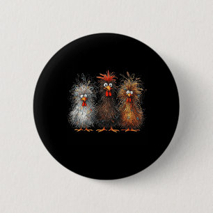Badge Rond 5 Cm Trio de poulets gribouillés Cheveux fous Drôles Po