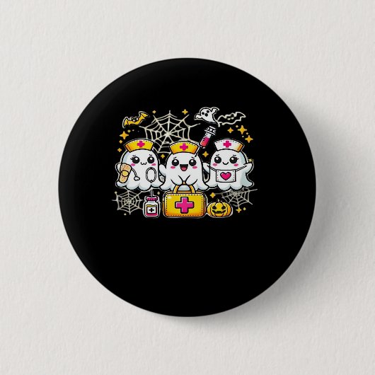 Badge Rond 5 Cm Trio d'infirmière fantôme d'Halloween mignonne ave (Devant)