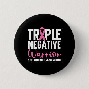 Badge Rond 5 Cm Triple Guerrier Négatif Conscience du cancer du se
