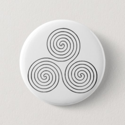 Badge Rond 5 Cm triple spirale celtique - OneLine argent antique (Devant)