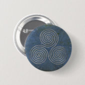 Badge Rond 5 Cm triple spirale celtique - OneLine argent antique (Devant & derrière)