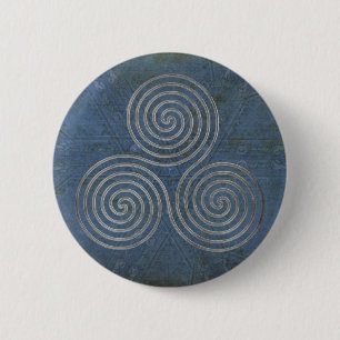 Badge Rond 5 Cm triple spirale celtique - OneLine argent antique