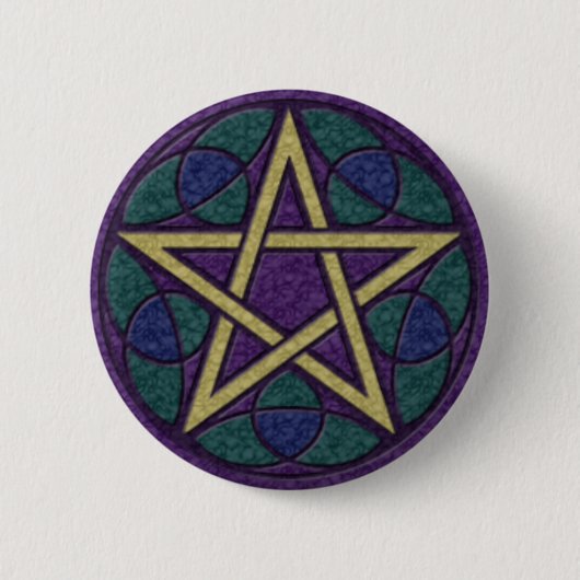 Badge Rond 5 Cm Triquetra de Pentacle pourpre (Devant)