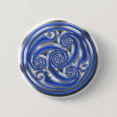 Badge Rond 5 Cm Triskel argenté bleu (Devant)