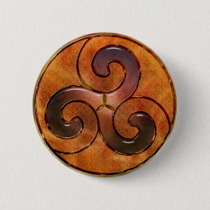 Badge Rond 5 Cm triskele celtique sur l'or
