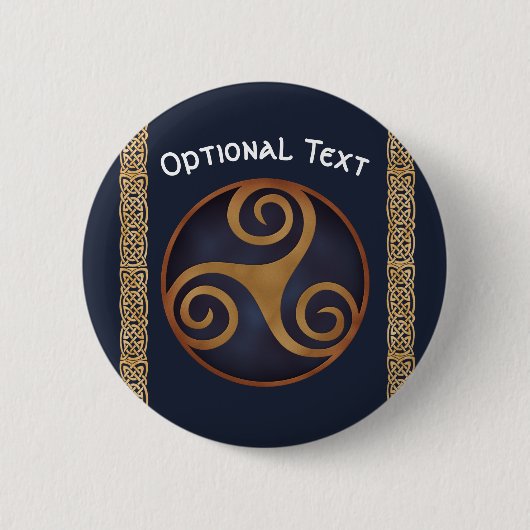 Badge Rond 5 Cm Triskelion celtique (bleu) personnalisé (Devant)