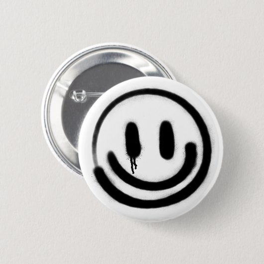 Badge Rond 5 Cm triste émoticône sourire (Devant & derrière)