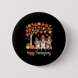 Badge Rond 5 Cm Trois chiens de berger australiens tombent arbre h