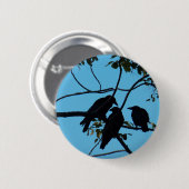 Badge Rond 5 Cm Trois corbeaux dans un arbre (Devant & derrière)