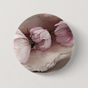 Badge Rond 5 Cm Trois cosmos roses