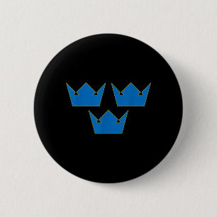Badge Rond 5 Cm Trois Couronnes TRE KRONOR Symbole suédois Suède