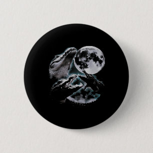 Badge Rond 5 Cm Trois Crocodiles Lune Drôle 3 Alligator Mort Lune