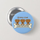 Badge Rond 5 Cm Trois Dachshunds (Devant & derrière)