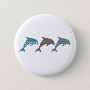 Badge Rond 5 Cm Trois dauphins qui sautent dans une rangée