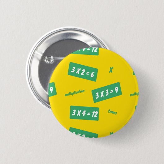 Badge Rond 5 Cm Trois fois apprentissage jaune (Devant & derrière)