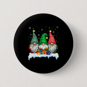 Badge Rond 5 Cm Trois Gnomes Lumières d'Arbre Hommes Femmes Xmas H
