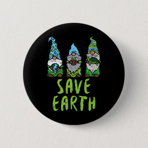 Badge Rond 5 Cm Trois Gnomes Tortue Plante Sauver la Terre Jardina