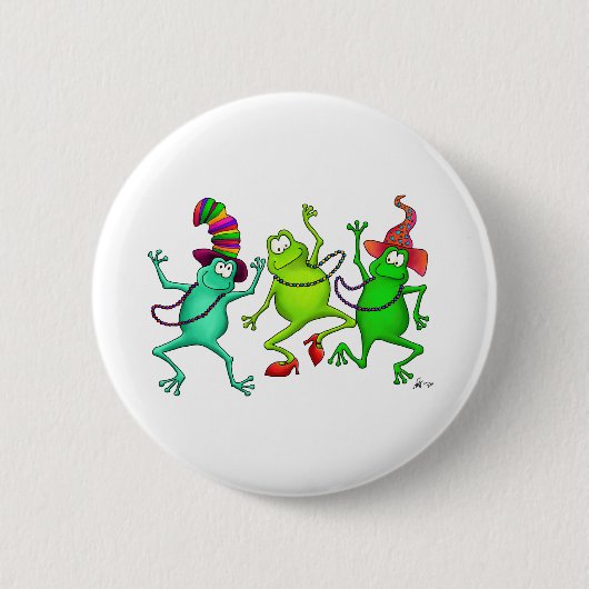 Badge Rond 5 Cm Trois Grenouilles Danseuses (Devant)