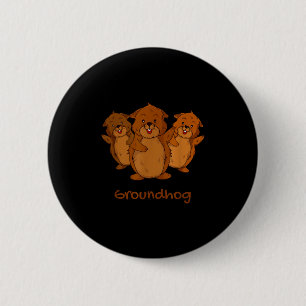 Badge Rond 5 Cm Trois marmottes mignonnes Funny Woodchuck & Gr
