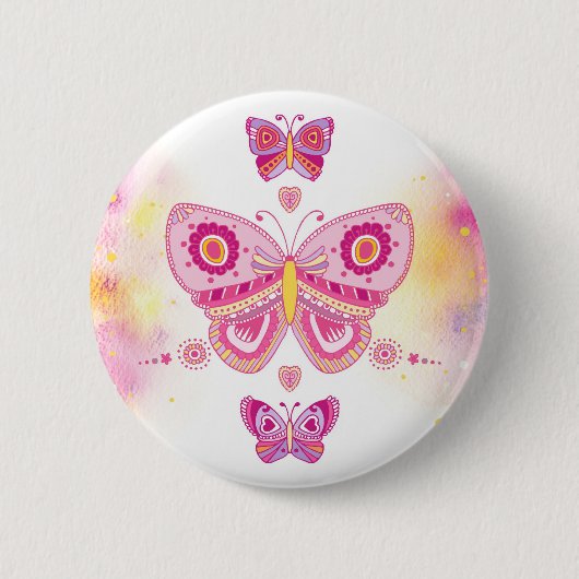 Badge Rond 5 Cm Trois papillons (Devant)