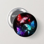 Badge Rond 5 Cm Trois papillons brillants sur l'arrière - plan de  (Devant & derrière)
