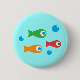 Badge Rond 5 Cm Trois poissons mignons