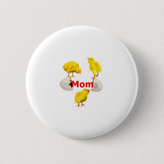 Badge Rond 5 Cm Trois poussins et oeuf fêlé (Devant)