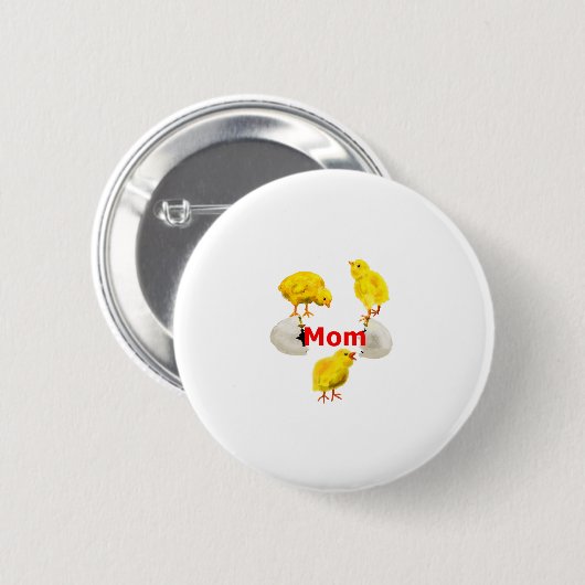 Badge Rond 5 Cm Trois poussins et oeuf fêlé (Devant & derrière)