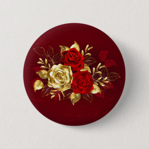 Badge Rond 5 Cm Trois roses de joaillerie