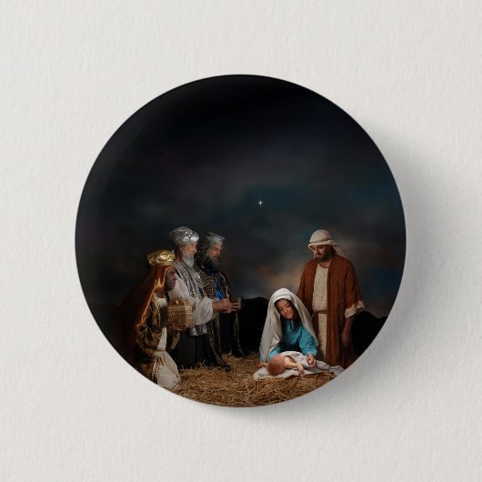 Badge Rond 5 Cm Trois sages à la nativité (Devant)